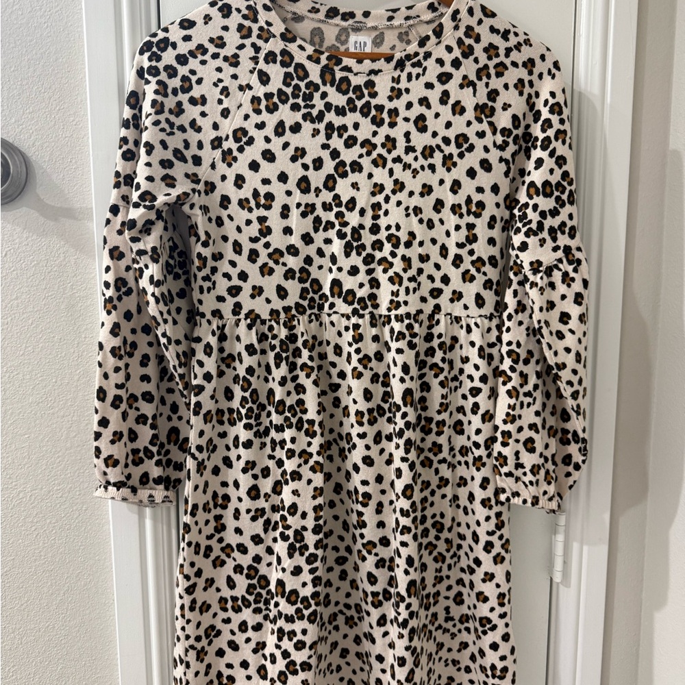 GAP Kids Cream and Black Animal Print Dress